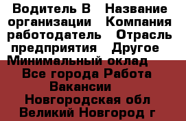 Водитель В › Название организации ­ Компания-работодатель › Отрасль предприятия ­ Другое › Минимальный оклад ­ 1 - Все города Работа » Вакансии   . Новгородская обл.,Великий Новгород г.